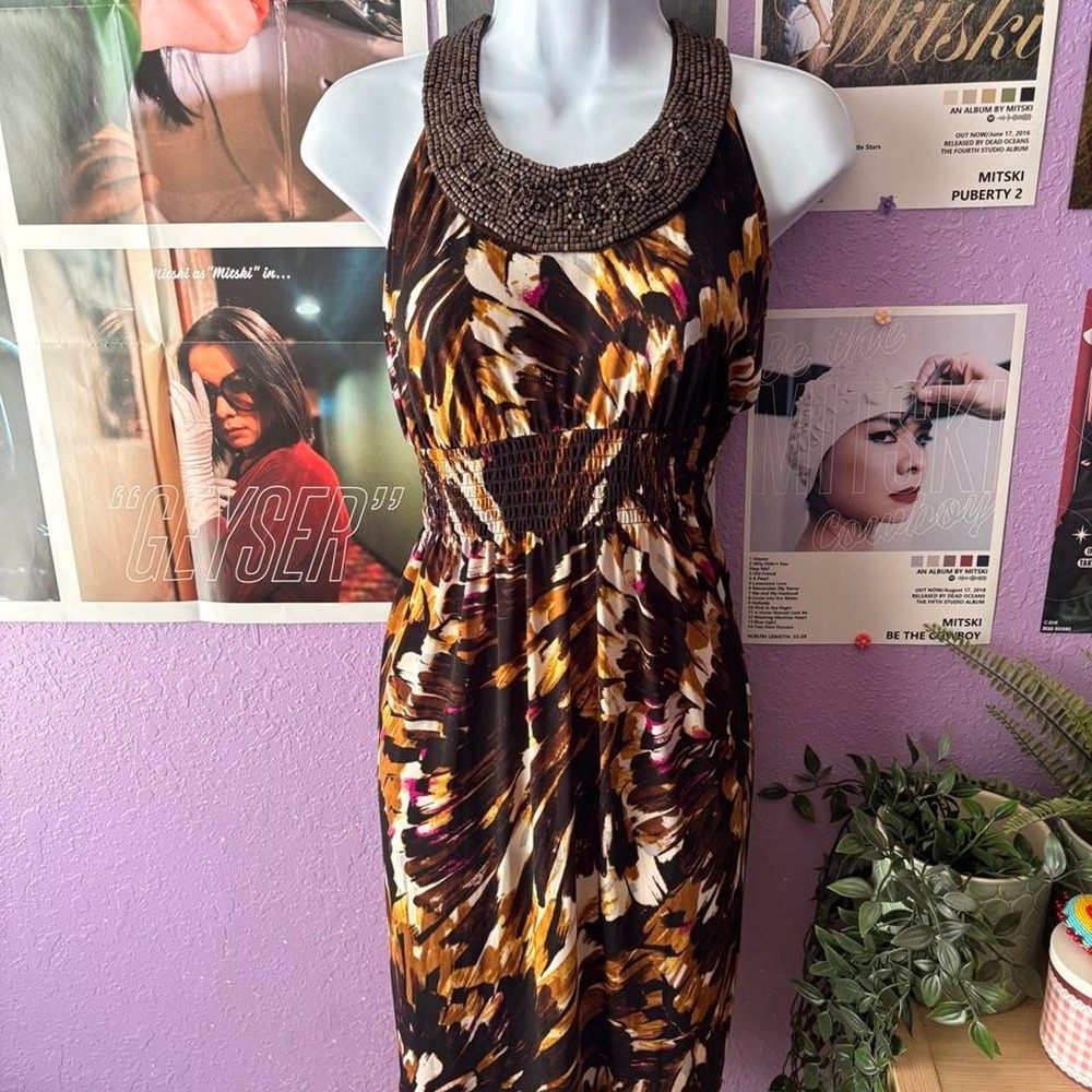 Bisou Bisou Beaded Abstract Dress Size 16